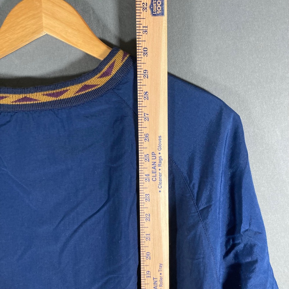 Holloway Mens Pullover Windbreaker Jacket Size L Blue‎ Retro Aztec Trim - Picture 5 of 8